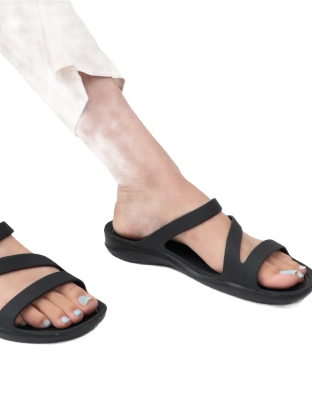 CROCS Black Double-Strap Slide Sandals for Women